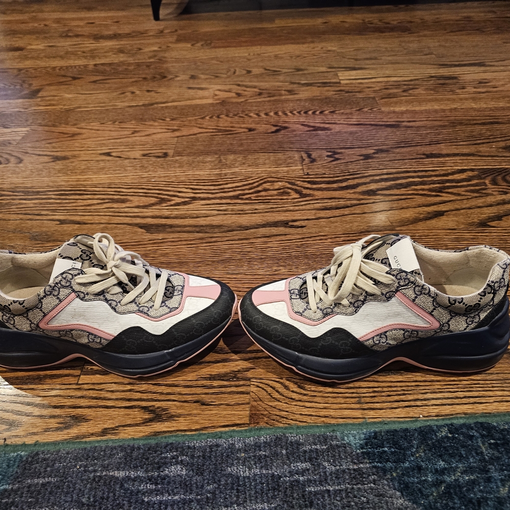 Gucci Black and Cream Monogram Shoes